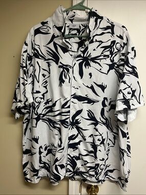 Black & White Floral Button-Up Shirt